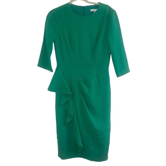 ✨Kay Unger Esther Stretch Crêpe Cocktail Green Sz 6 Dress✨ - Picture 6 of 8